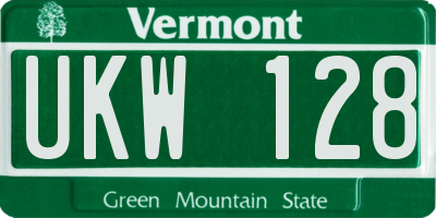 VT license plate UKW128