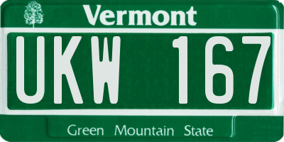 VT license plate UKW167
