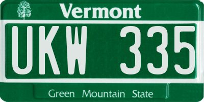 VT license plate UKW335