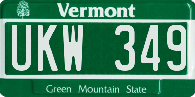 VT license plate UKW349