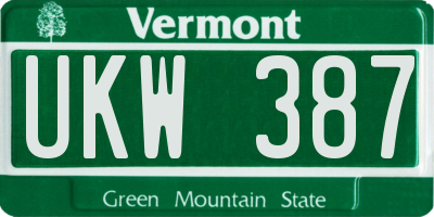 VT license plate UKW387