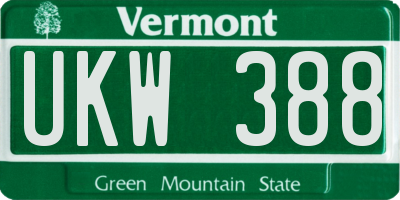 VT license plate UKW388