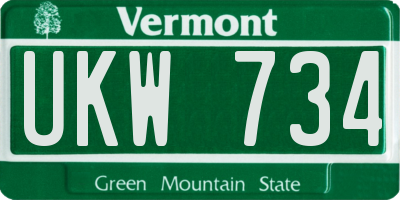 VT license plate UKW734