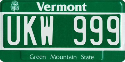 VT license plate UKW999