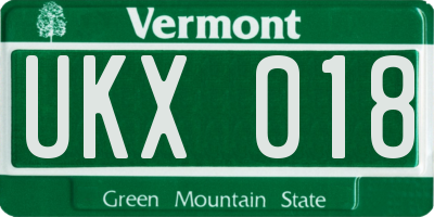 VT license plate UKX018