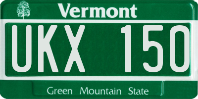 VT license plate UKX150