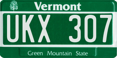 VT license plate UKX307