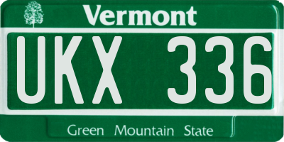 VT license plate UKX336