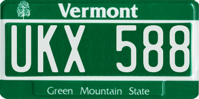 VT license plate UKX588