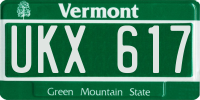 VT license plate UKX617