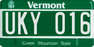 VT license plate UKY016