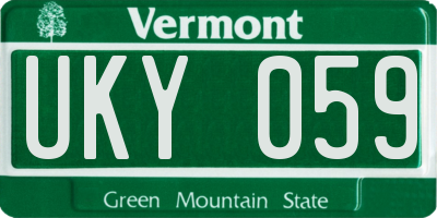 VT license plate UKY059