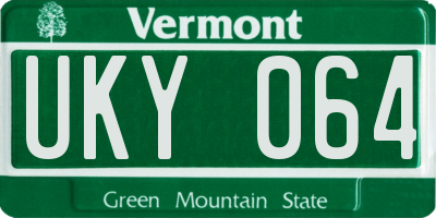 VT license plate UKY064