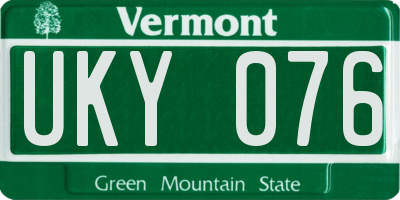 VT license plate UKY076