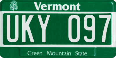 VT license plate UKY097
