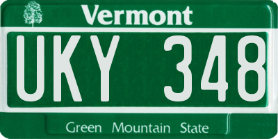 VT license plate UKY348