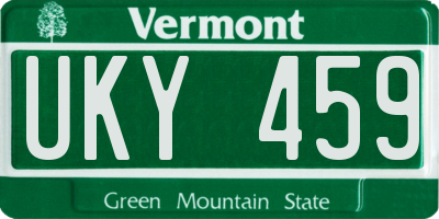 VT license plate UKY459
