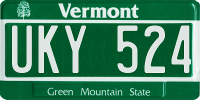 VT license plate UKY524