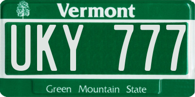 VT license plate UKY777