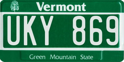 VT license plate UKY869