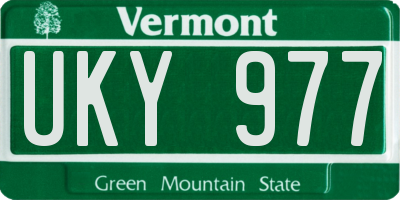 VT license plate UKY977