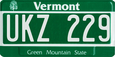 VT license plate UKZ229