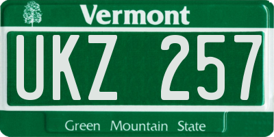 VT license plate UKZ257