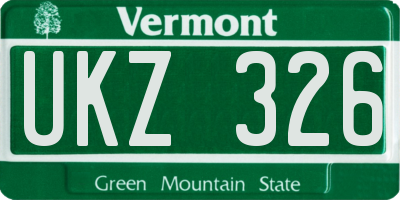 VT license plate UKZ326