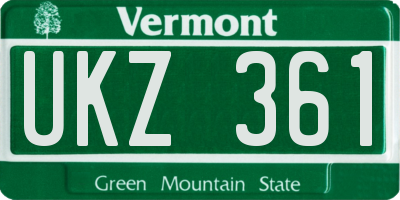 VT license plate UKZ361