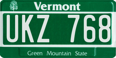 VT license plate UKZ768