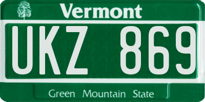 VT license plate UKZ869