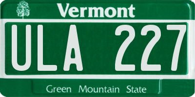 VT license plate ULA227