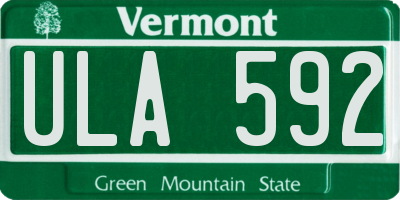 VT license plate ULA592