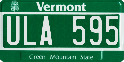 VT license plate ULA595