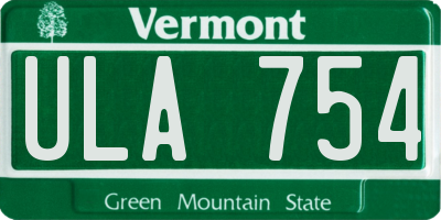 VT license plate ULA754