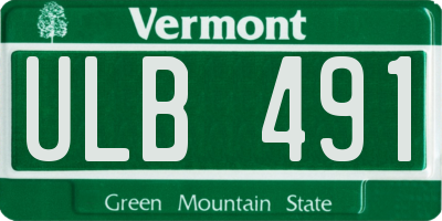 VT license plate ULB491
