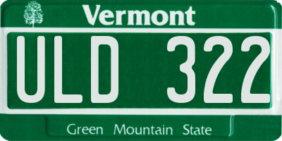 VT license plate ULD322
