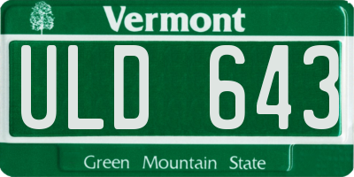 VT license plate ULD643