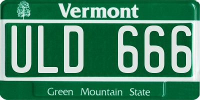 VT license plate ULD666
