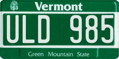 VT license plate ULD985