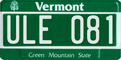 VT license plate ULE081