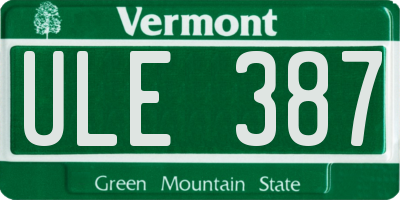 VT license plate ULE387