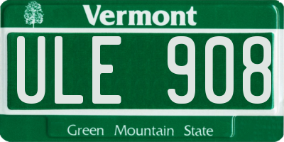 VT license plate ULE908
