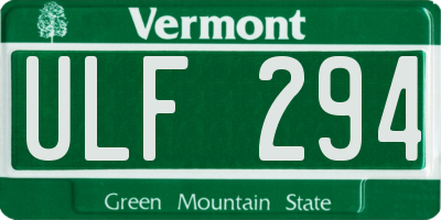 VT license plate ULF294