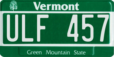 VT license plate ULF457