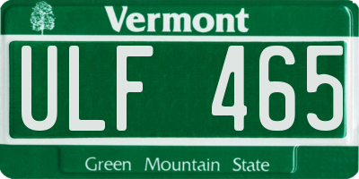 VT license plate ULF465