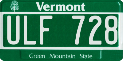 VT license plate ULF728