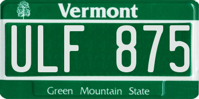 VT license plate ULF875