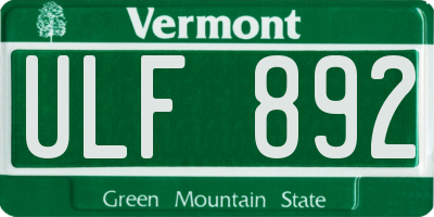 VT license plate ULF892