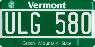 VT license plate ULG580